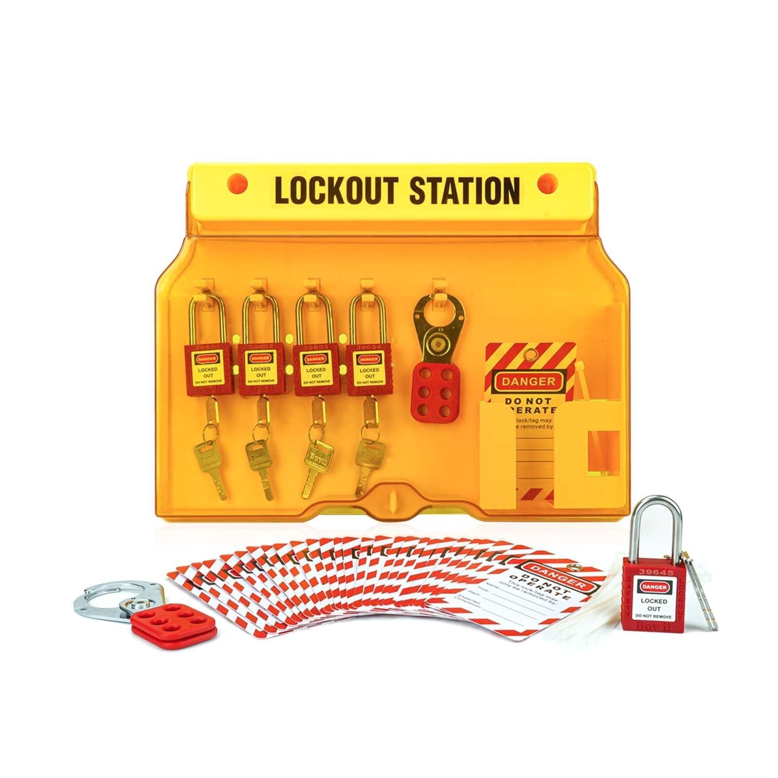 Lockout Tagout Station with 5 Safety Padlocks, 2 Hasps,25 Lockout Tags, 25 Ny...
