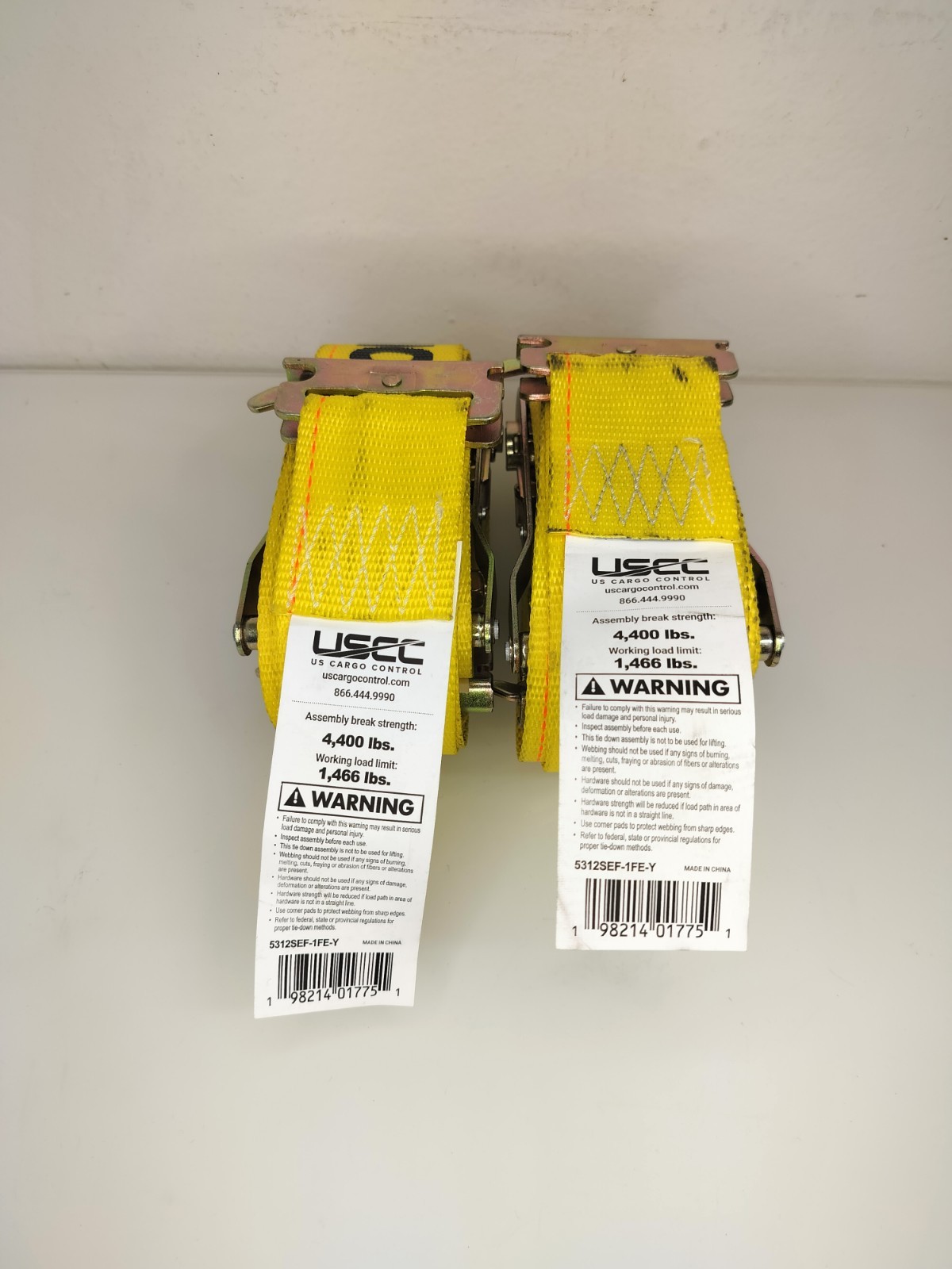2Pack 2"x12' YELLOW E TRACK RATCHET STRAPS W/ SPRING E-FITTINGS & 4' FIXED END