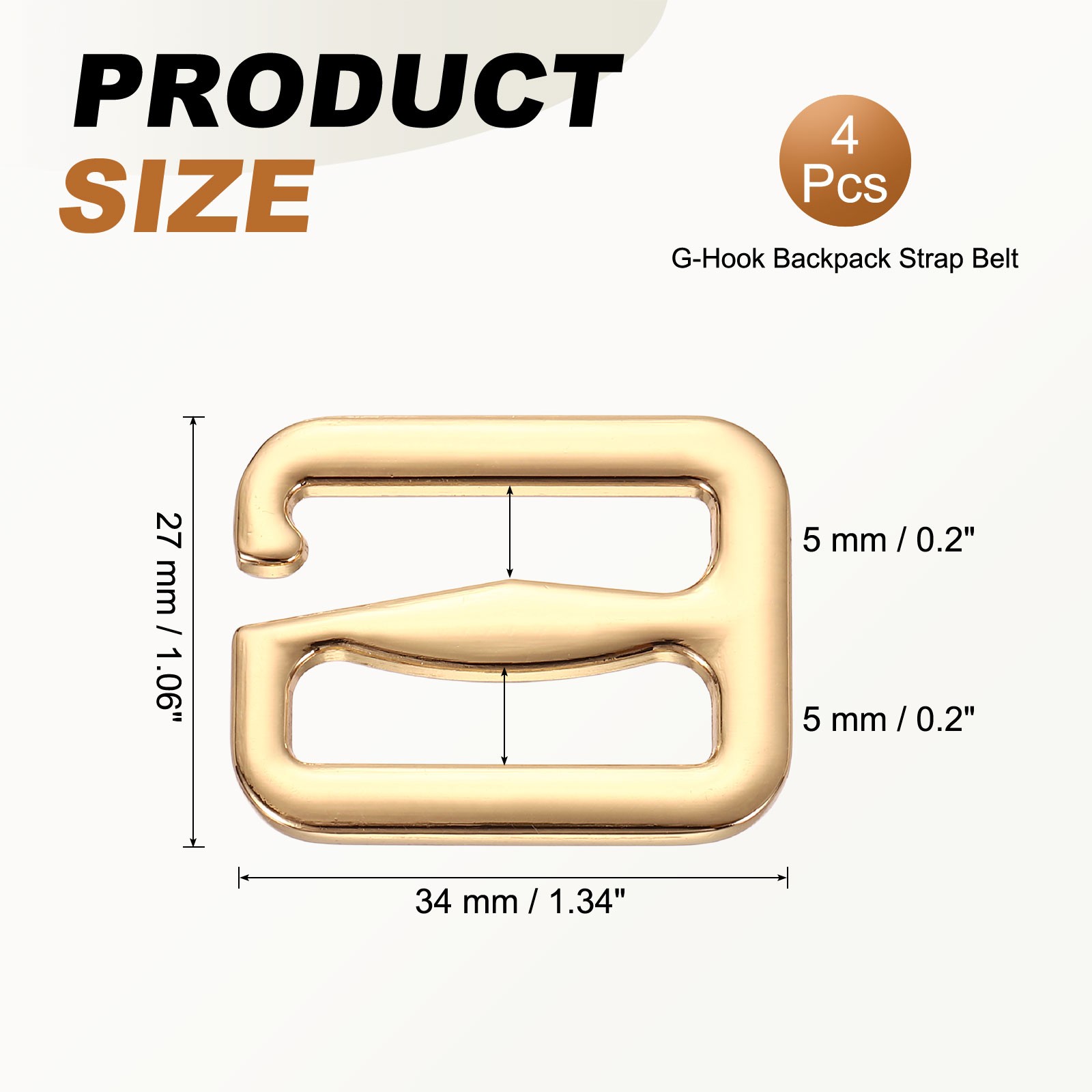 4 Pcs Wave Buckles 27x34mm Zinc Alloy G-Hook Backpack Strap Belt Hook Light Gold