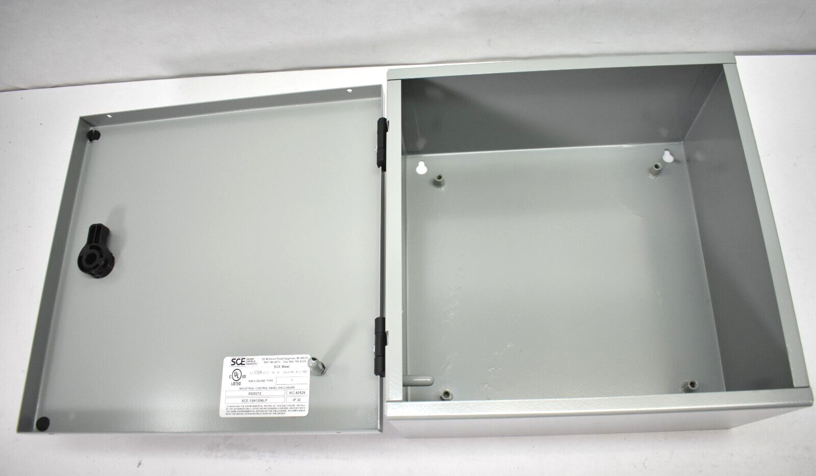 Wall Mount Enclosure SCE-12N1206LP Carbon Steel ANSI 61 Gray Single Door
