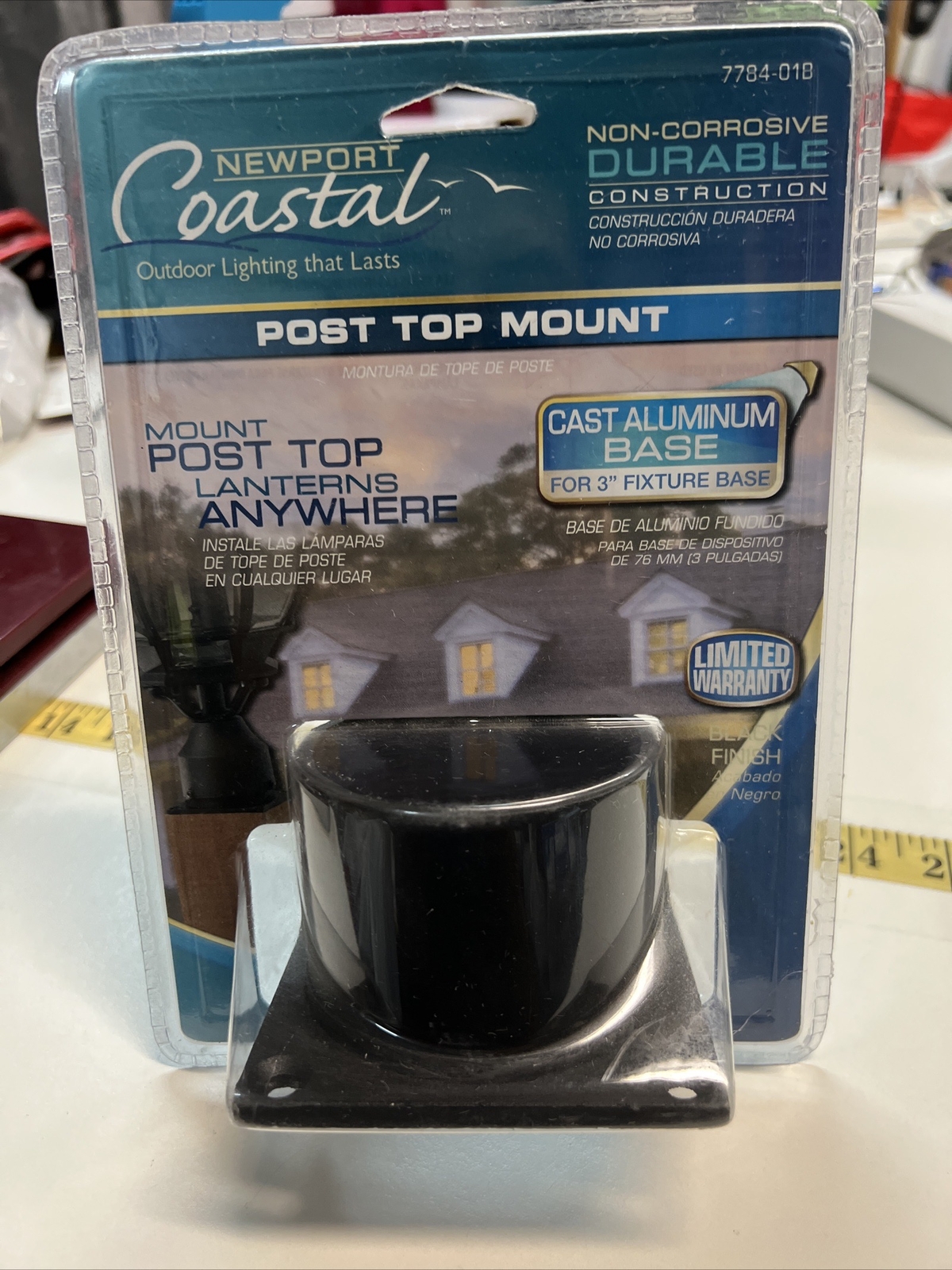 Newport Coastal Post Top Mount with Cast Aluminum Base for 3" Fixture Base BLACK