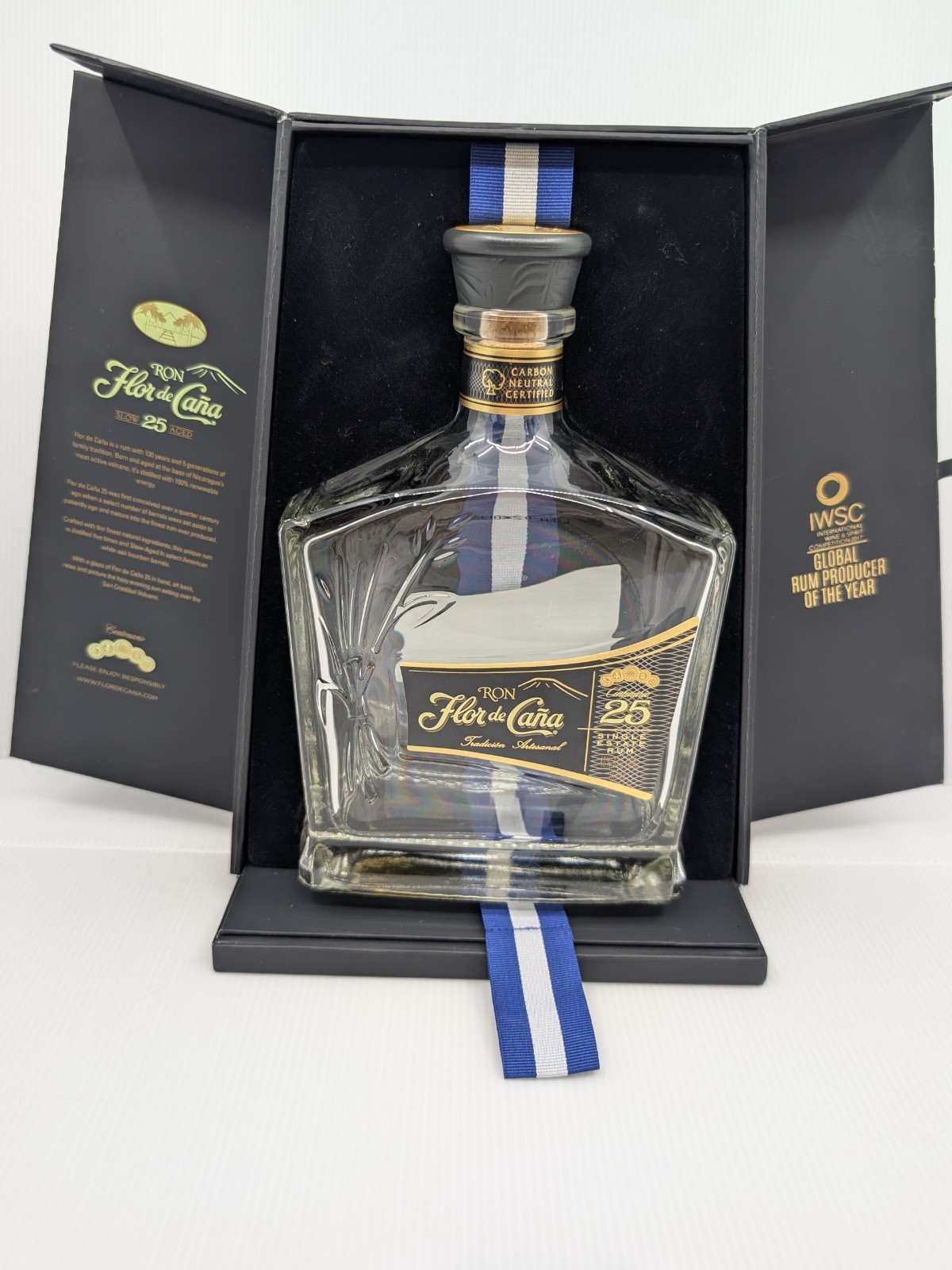 Flor De Cana Box & Empty Bottle 25 year Slow Aged Volcano Enriched Nicaragua Rum