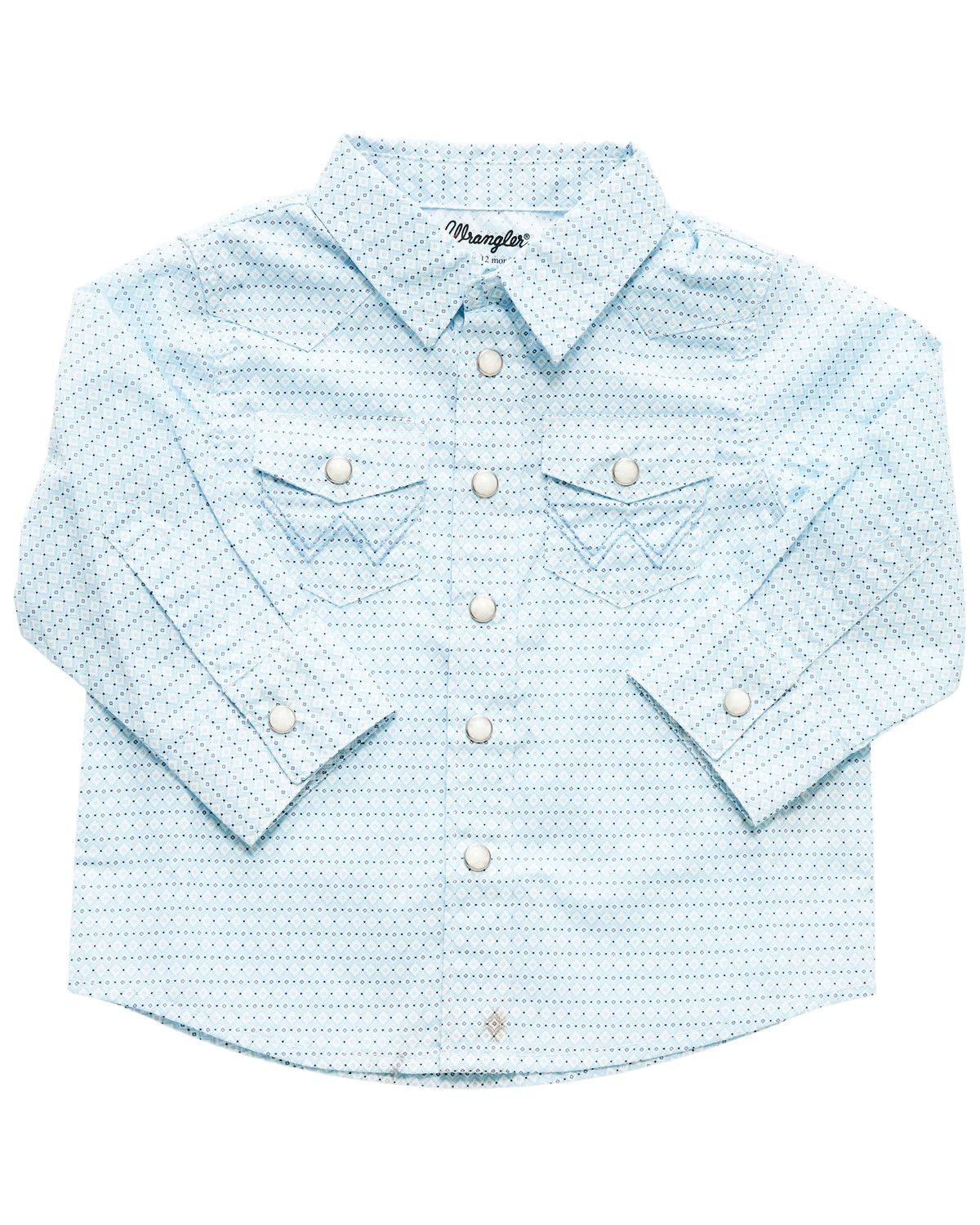 Wrangler Infant-Boys' Geo Print Long Sleeve Snap Stretch Western Shirt -