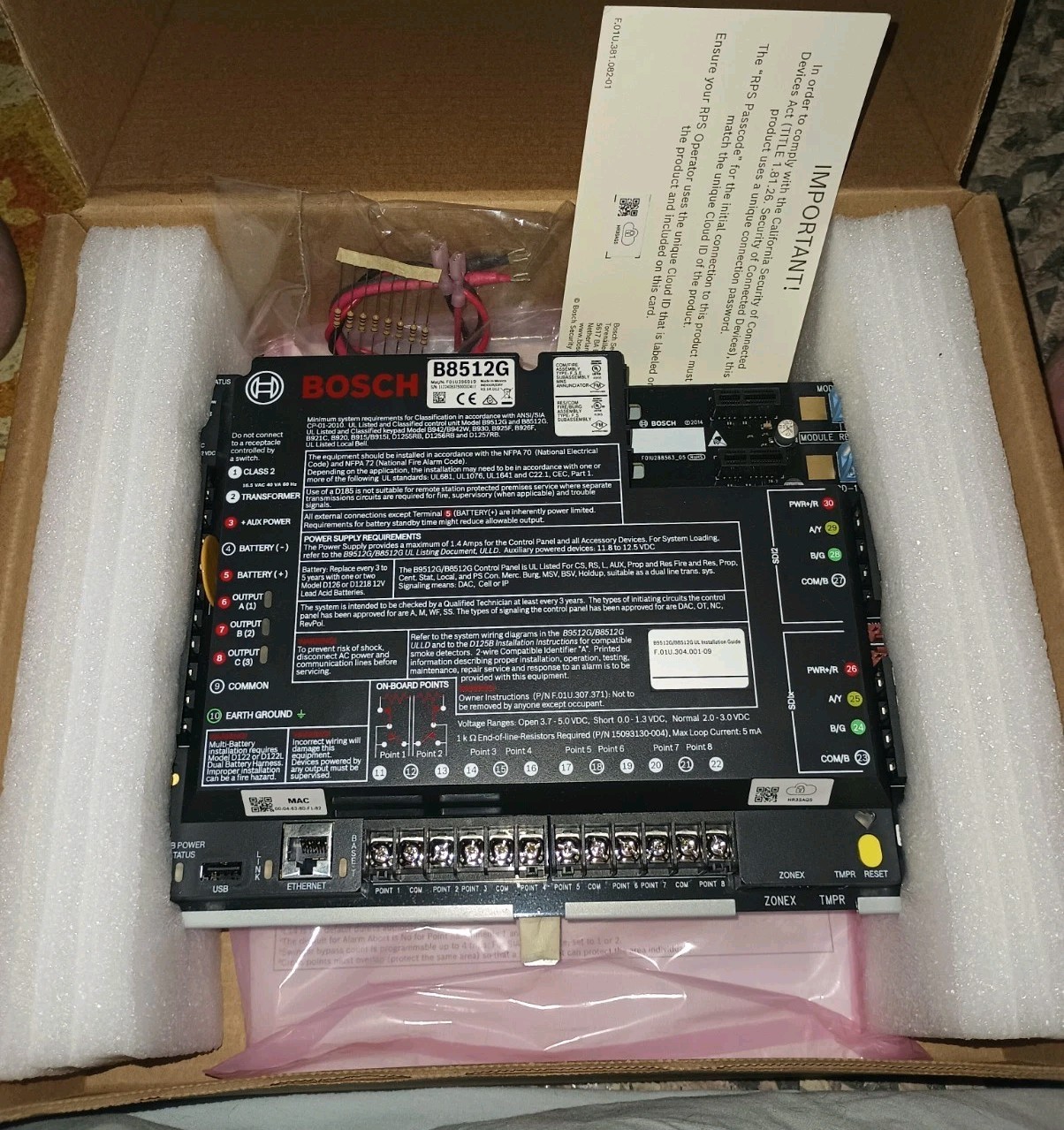 Bosch B8512G Control Panel IP 8 Areas 99 Points MPN B8512G Security System