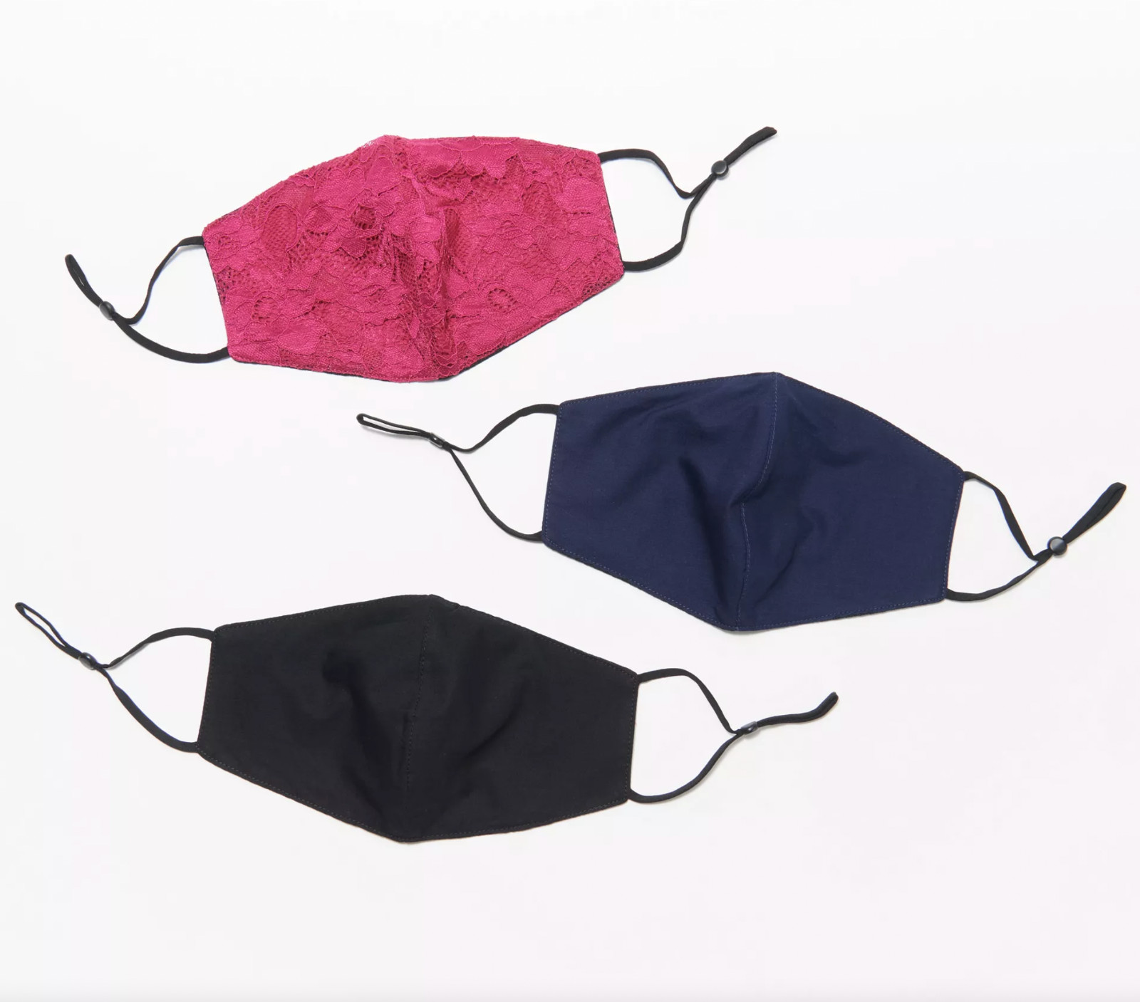 Breezies Lace Face Coverings w/ UltimAir Set of 3 Face Mask Cranberry One Size