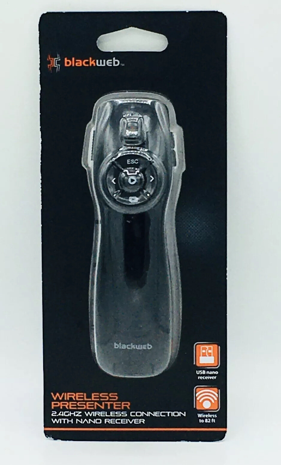 BlackWeb 2.4GHz Wireless Presenter 82 ft. Range Laser Pointer Control Powerpoint