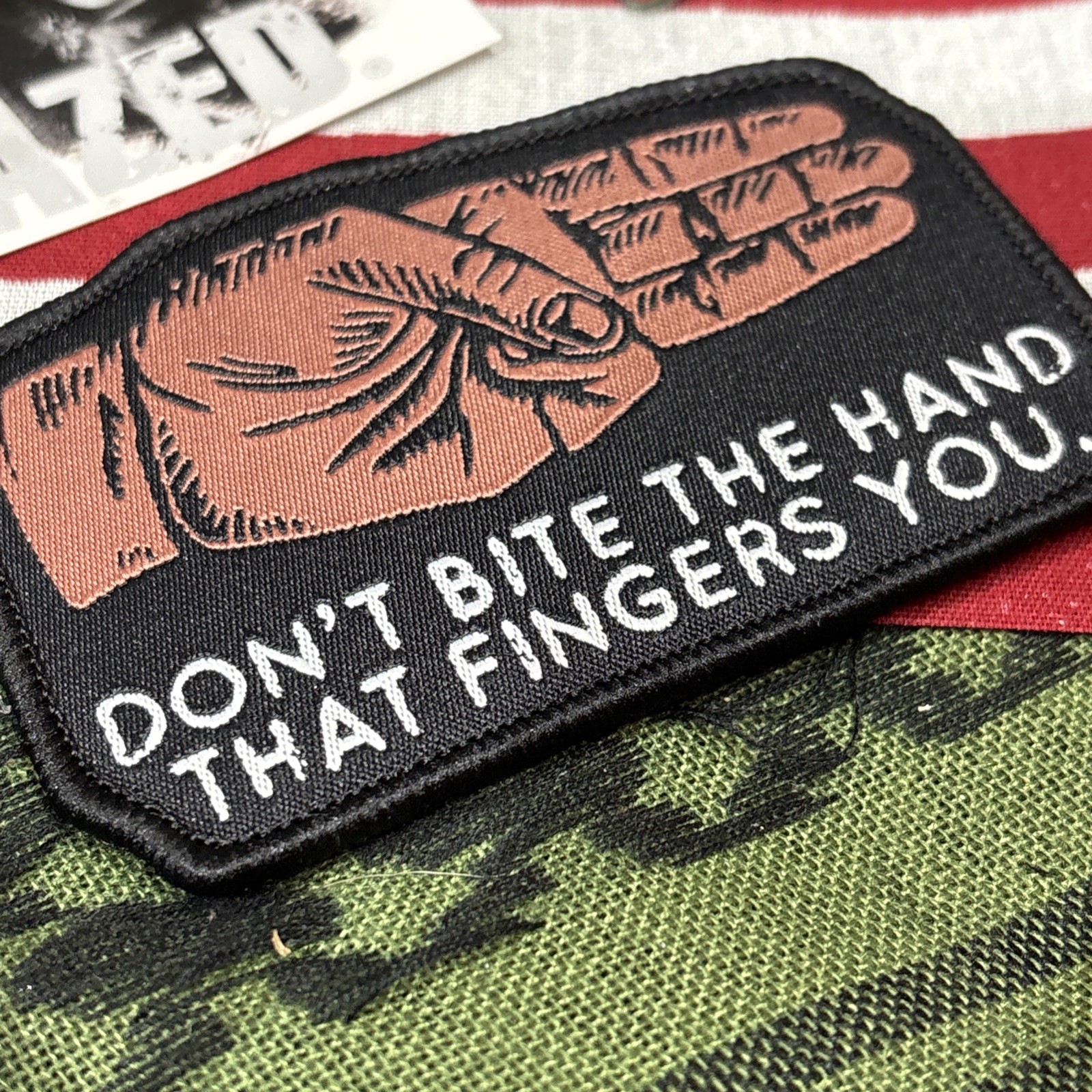 Dont Bite The Hand Tactical Hook And Loop Patch High Quality Graphic ~2x3.5