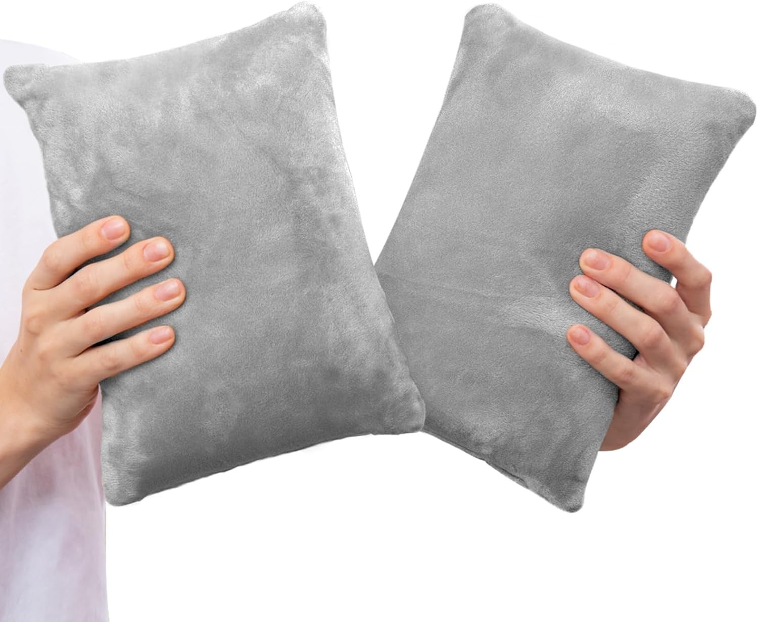 2 Pack Memory Foam Mini Pillows 11 x 7 Inch Travel Neck Lumbar Support Grey