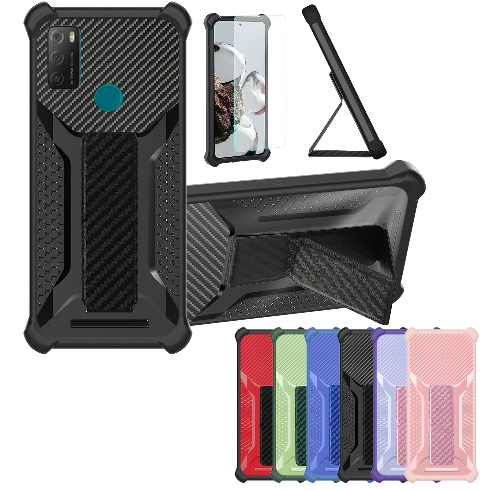 for Tcl 20e Phone Case Cover Glass Screen Protector A1