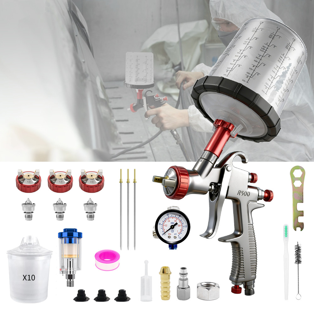 LVLP Spray Gun Set 650m 1.3/1.7/2.0mm 650cc for Auto Car Painting Furniture DIY