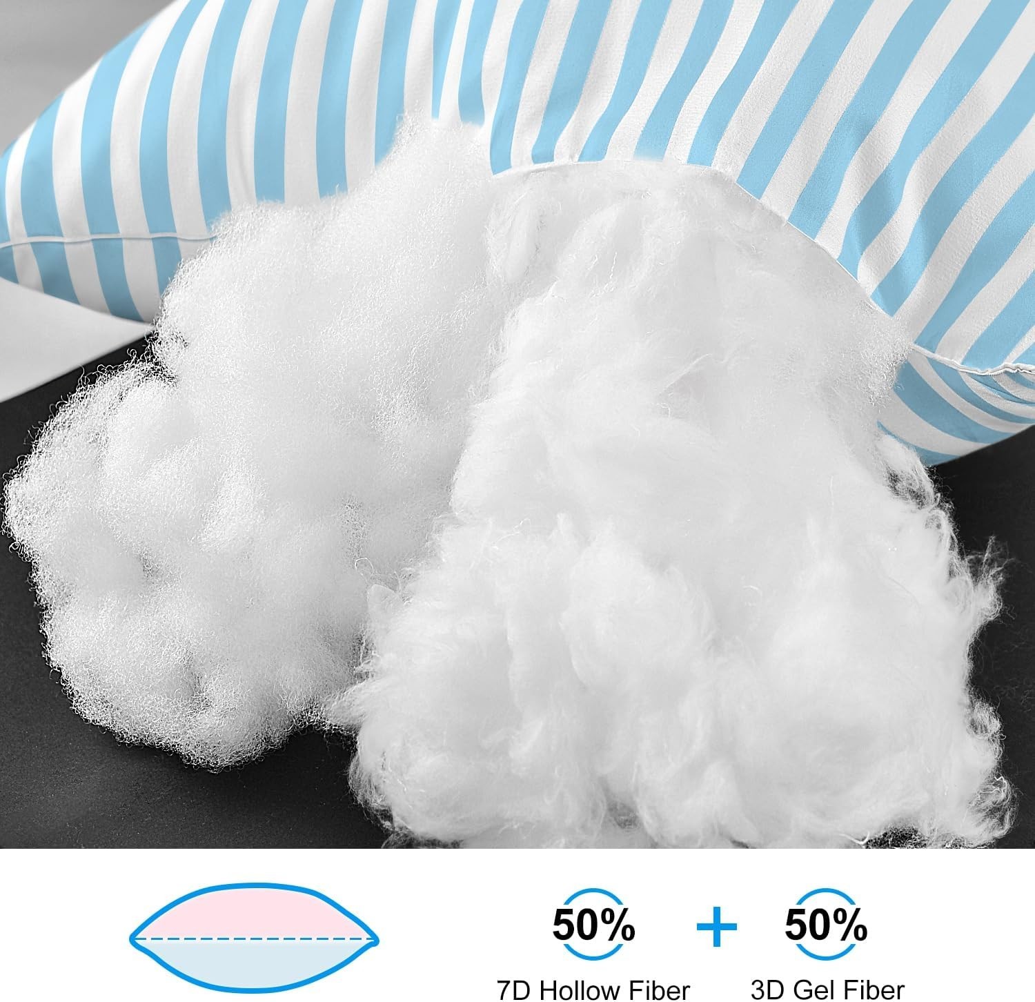 Custom Comfort Queen Pillows with Breathable Covers - 2 Pack, Machine Washable