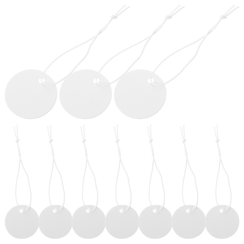 100 Pcs Small Tags with Elastic String Strung Marking Hanging Price Retail