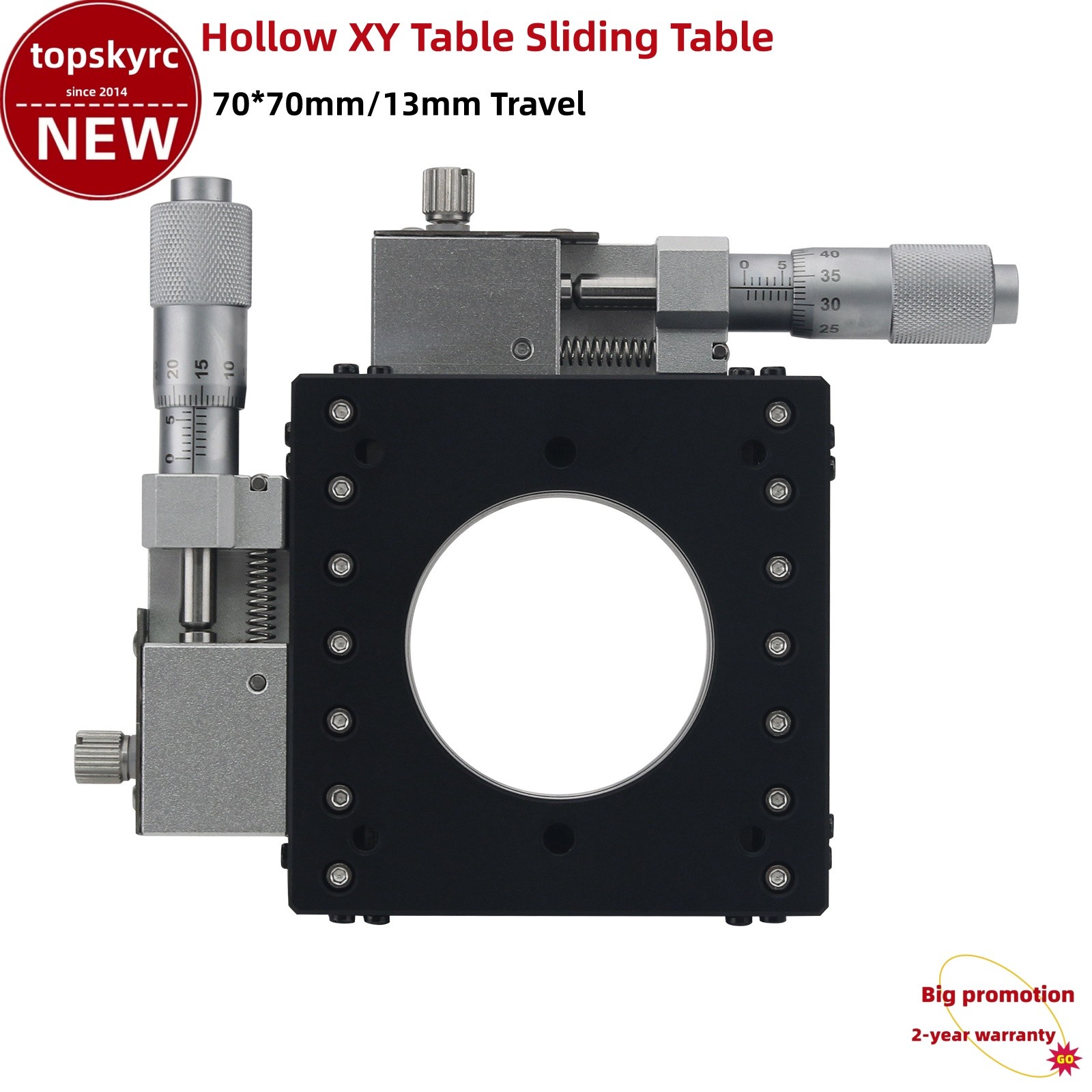 70*70mm XY Table Sliding Table 13mm Travel w/ Micrometer Heads LSD-ZK-7013R tp1