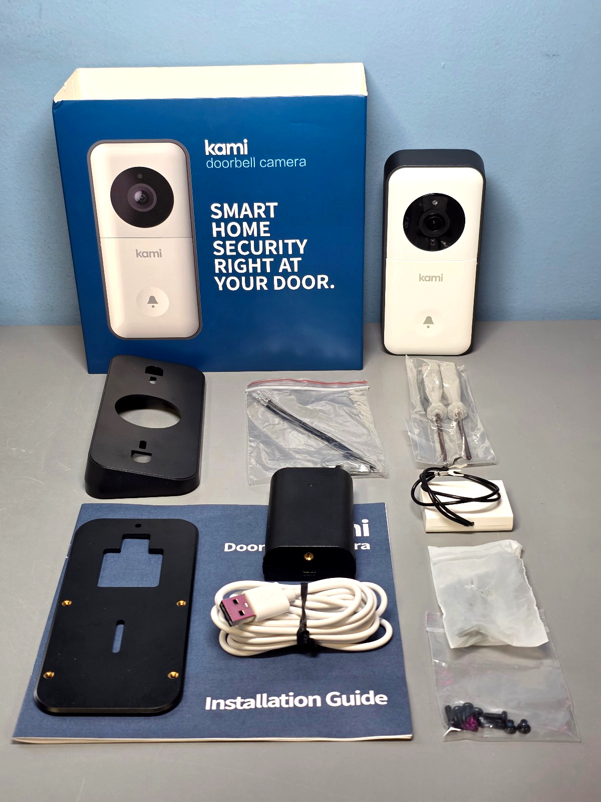 Kami Doorbell Camera IP-65 Weather Resistant, 160° Wide-Angle 1080P, WiFi