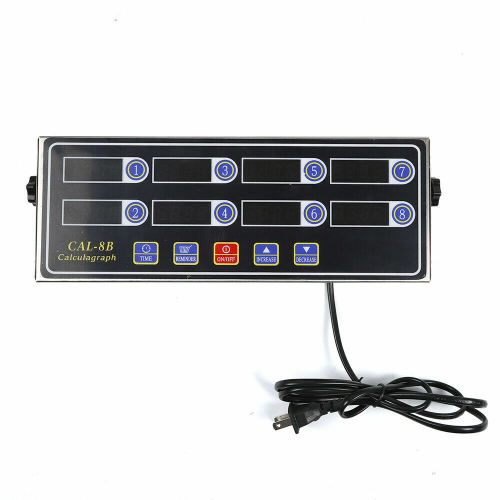 8 Channel Commercial Digital Timer Calculagraph Kitchen Loud Countdown Modern US