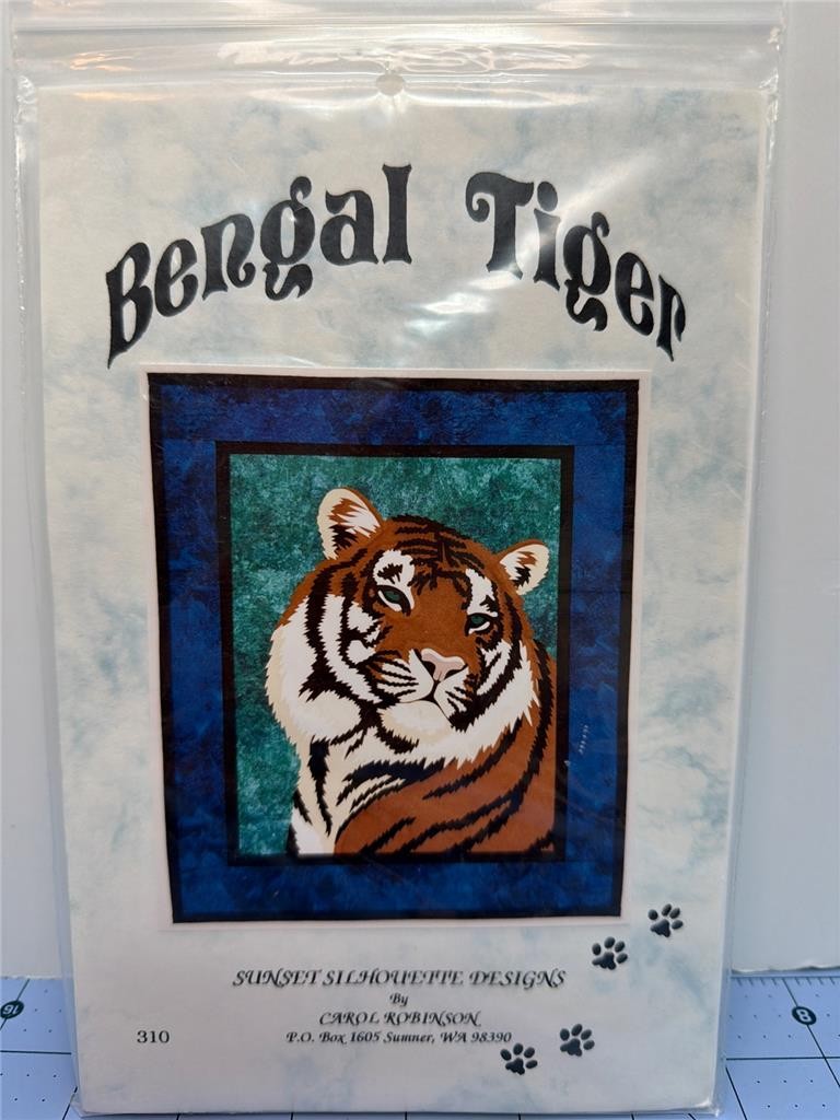 SUNSET SILHOUETTE DESIGNS Quilt Pattern BENGAL TIGER - 17.25" x 20.25"