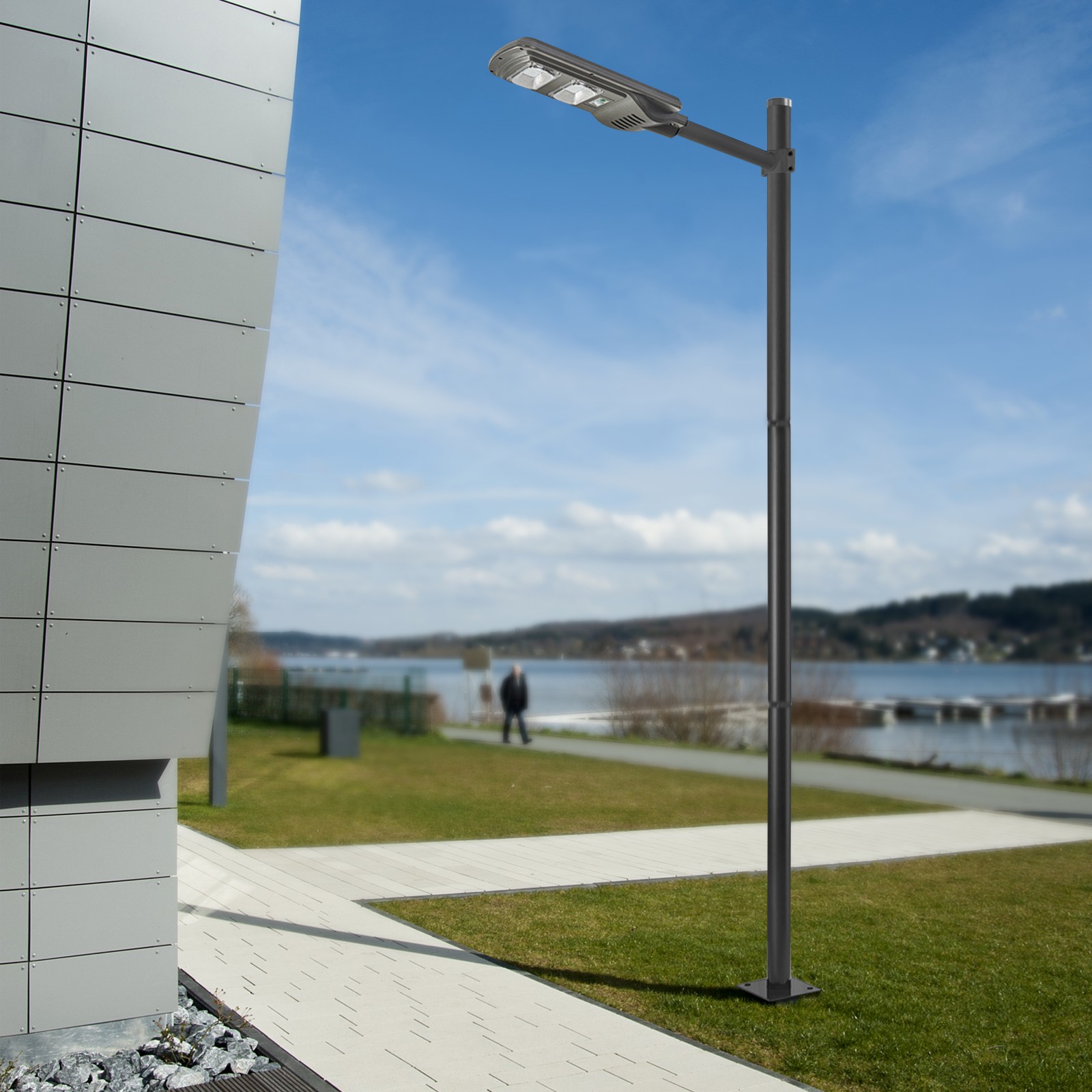 10ft Black Street Light Pole 76mm Outdoor Galvanized Steel for Yard Parking