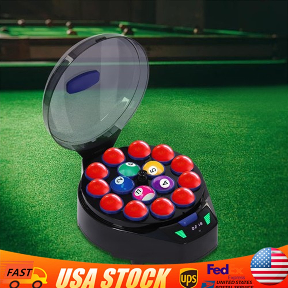 16Balls Round Automatic Billiard Ball Polisher Electric Pool Ball Cleaner Black