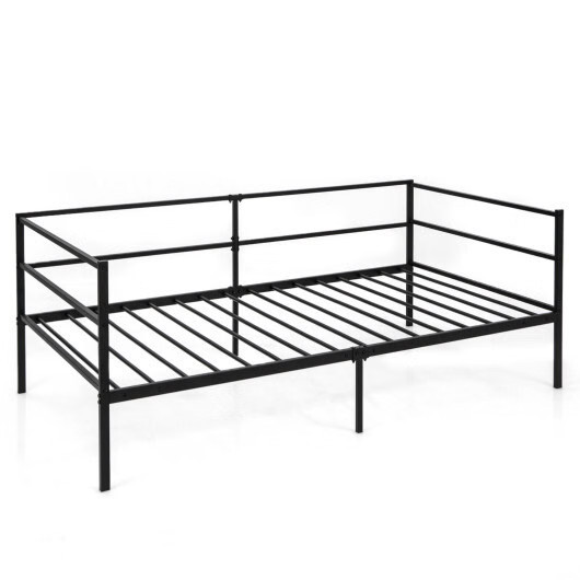 Twin Size Metal Daybed Frame for Living Room Bedroom - Color: Black - Size: Twin