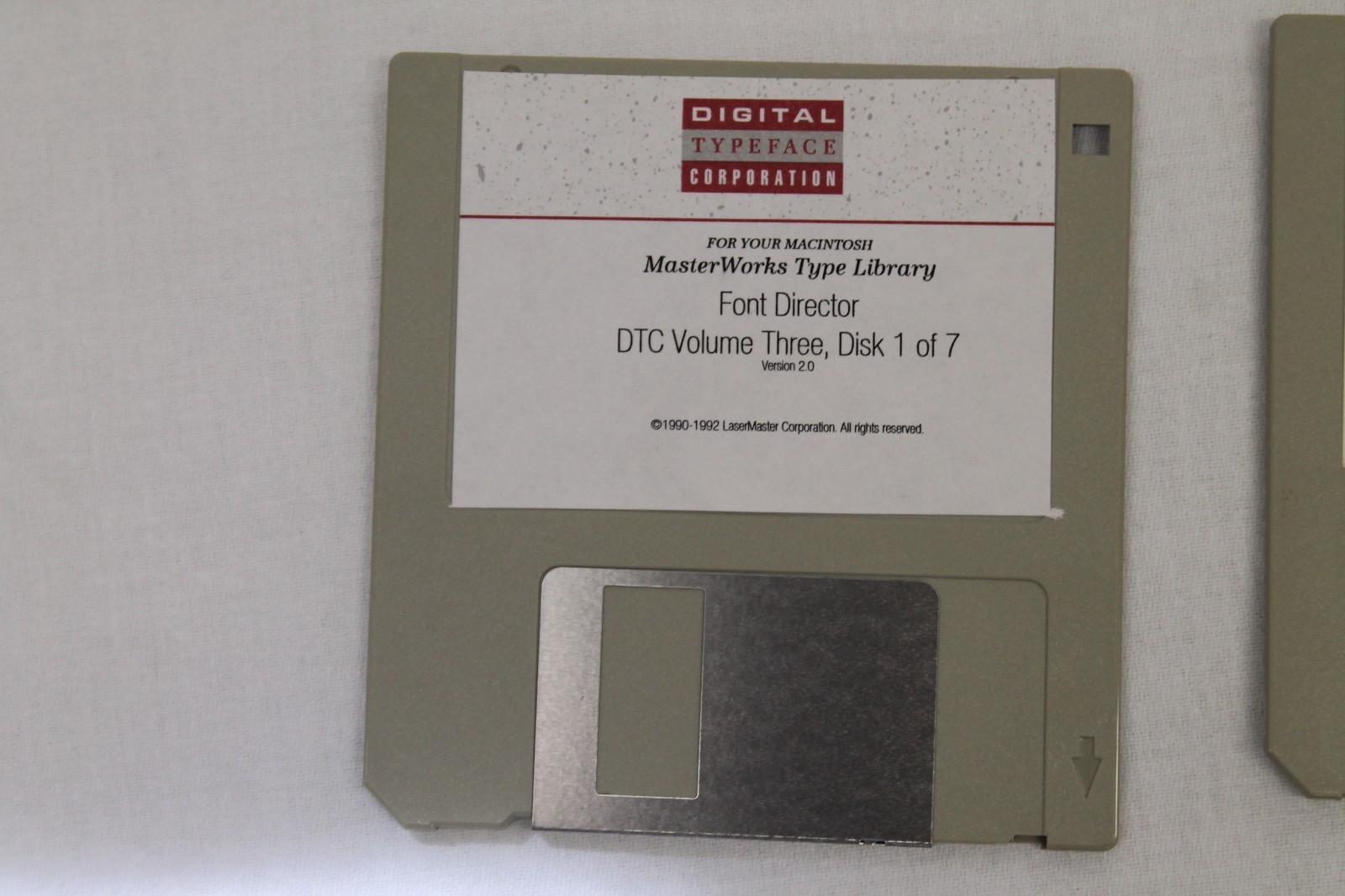 Mac MasterWorks Type Library Font Director DTC Vol 3 Disk 1-7 3.5" Floppy Disk