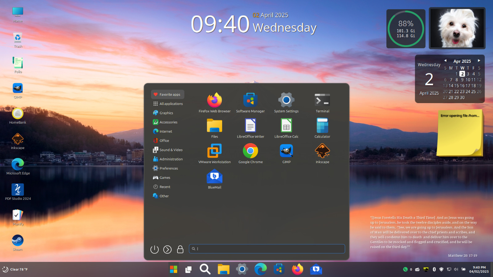 Linux Mint 22.1 Preloaded on 2.5" 500GB Hard Drive w/ Windows 11 theme #5