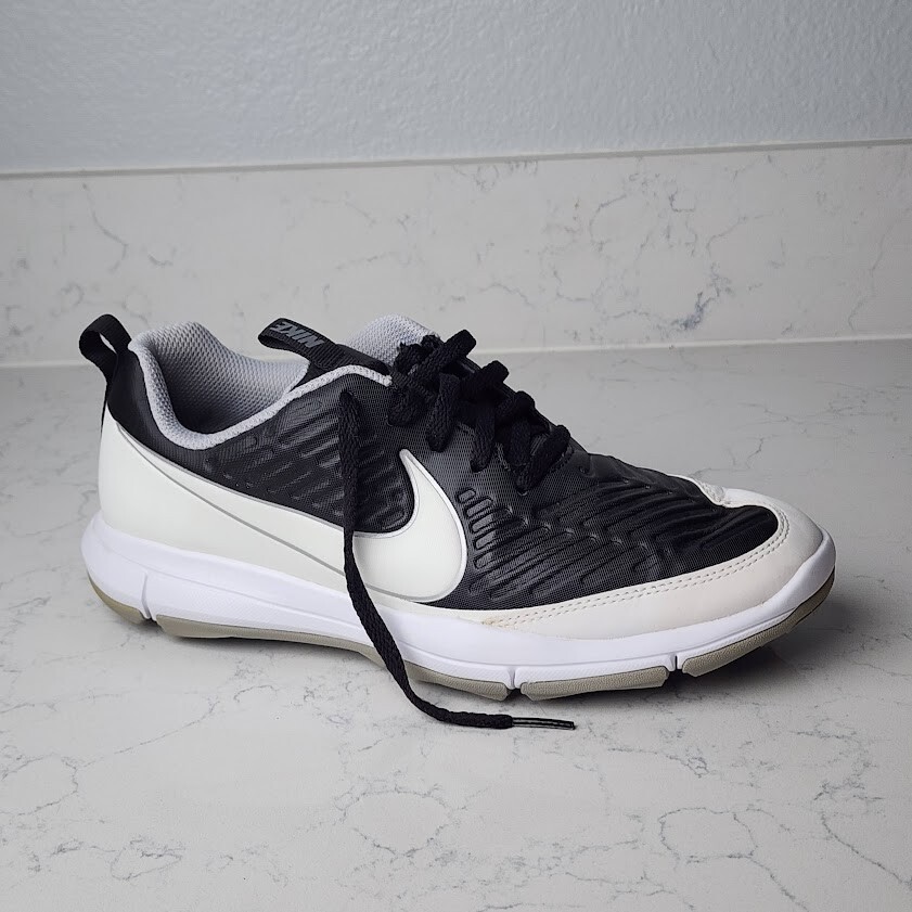 Nike Men's Explorer 2 Golf Shoes 849957-005 Size 7 Black White Metallic Silver