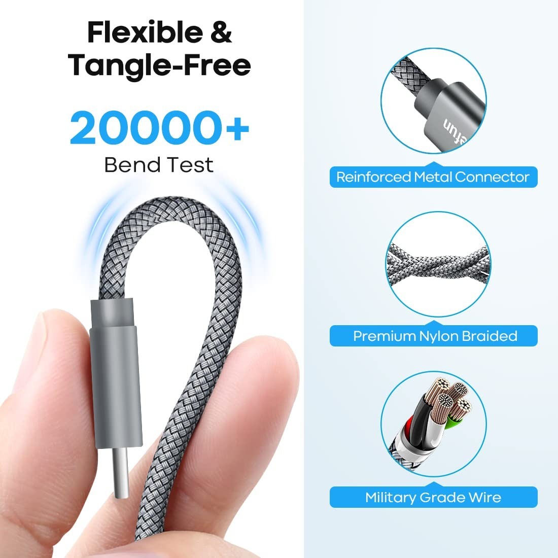 15 ft or 20Ft Extra Long USB Type C Cable A 2.0 To Nylon Braided Charger Cord
