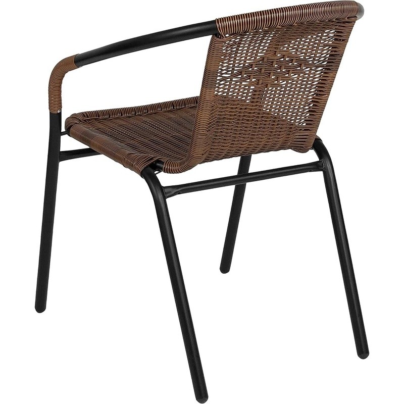 Set of 2 Rattan Chair Indoor Outdoor Ergonomic Stackable Dining Chairs