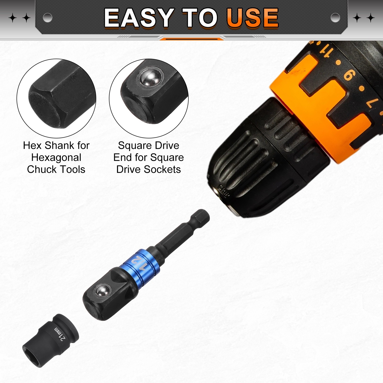 6pcs 1/2" Impact Driver Socket Adapter Extension Set Black-Blue
