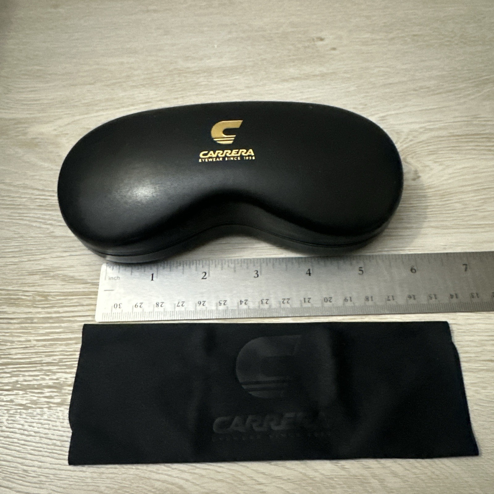 NEW CARRERA Glasses Case Sunglasses Hard Case Black w/ Cloth Authentic SMALL