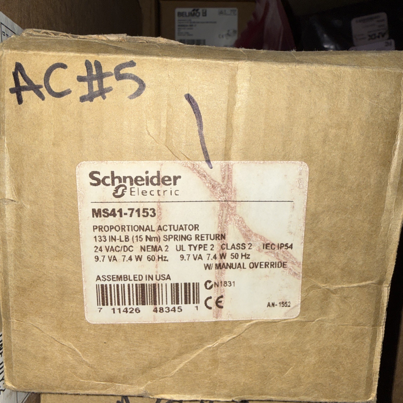 Schneider Electric Ms41-7153 Electric Actuator, 24V, 133 Lb.-In. (M3)