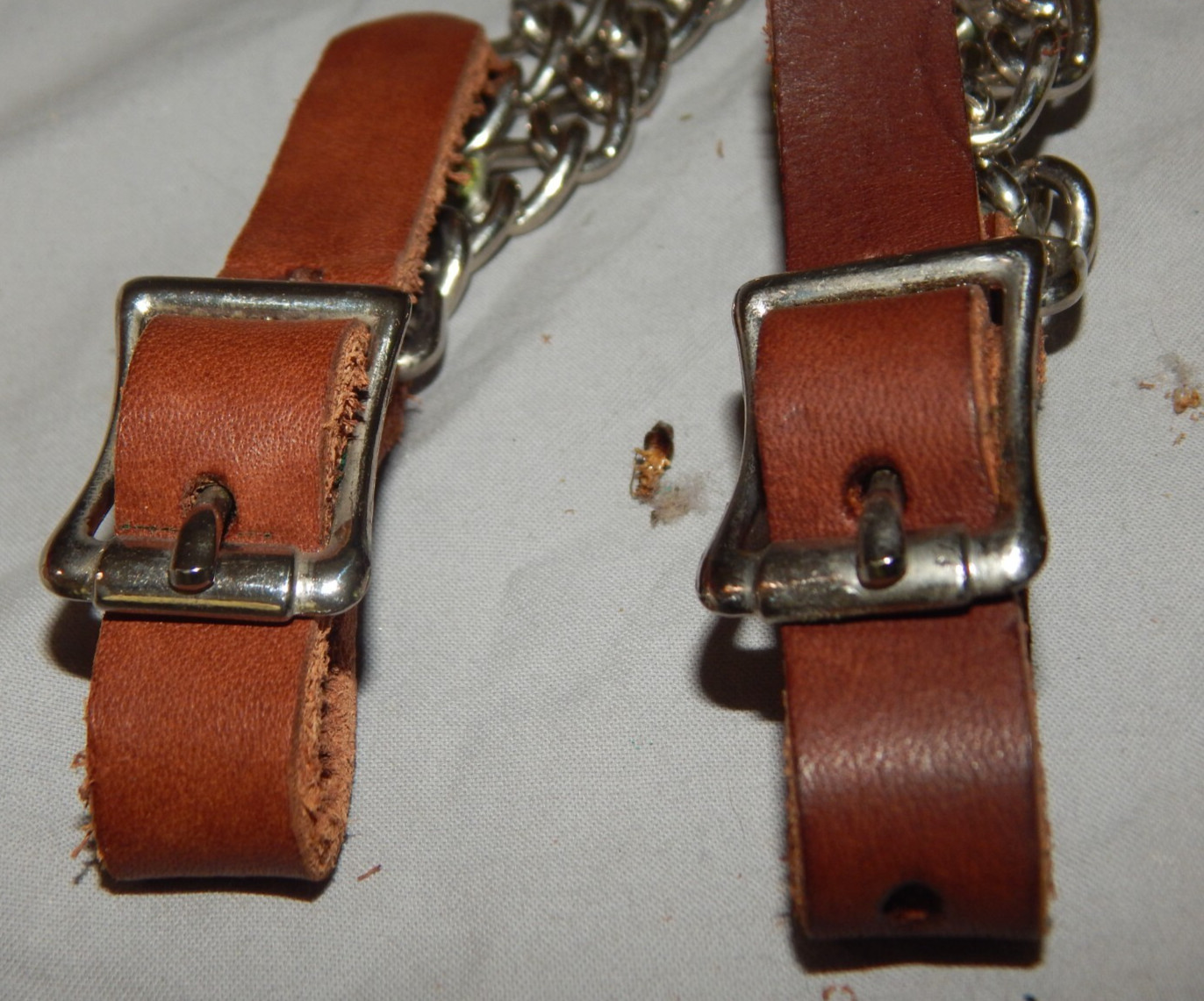 Double Flat Link Chain Curb Strap Heavy Cowhide Brand New