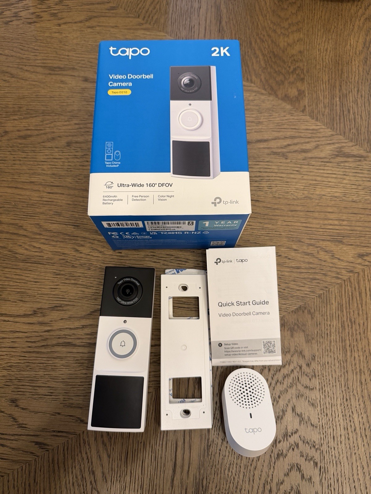 Tapo 2K Wireless Smart Video Doorbell with Chime - 160° Tapo D210 (For Parts)