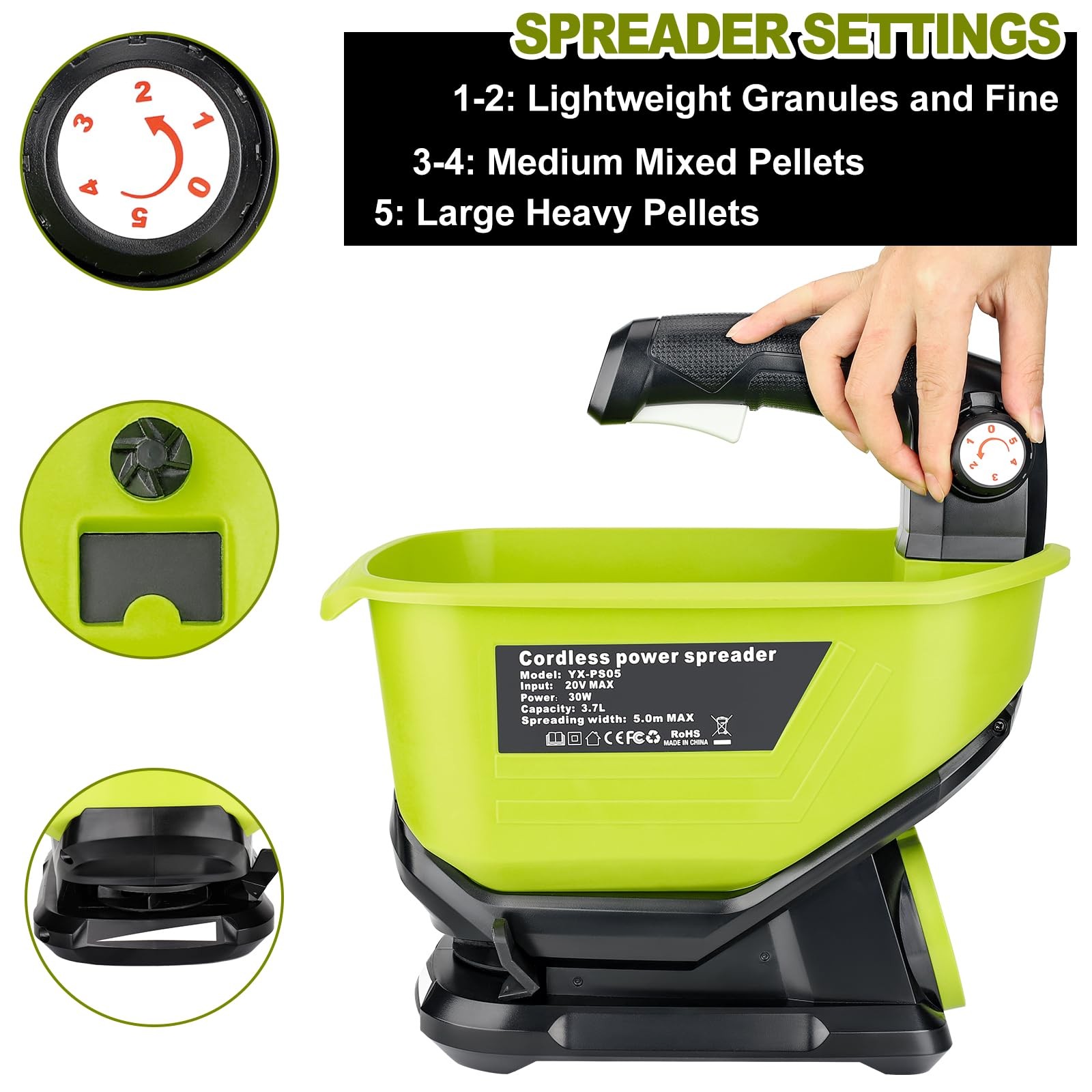 Handheld Power Spreader for Ryobi 18V Battery, Portable Electric Spreader for...