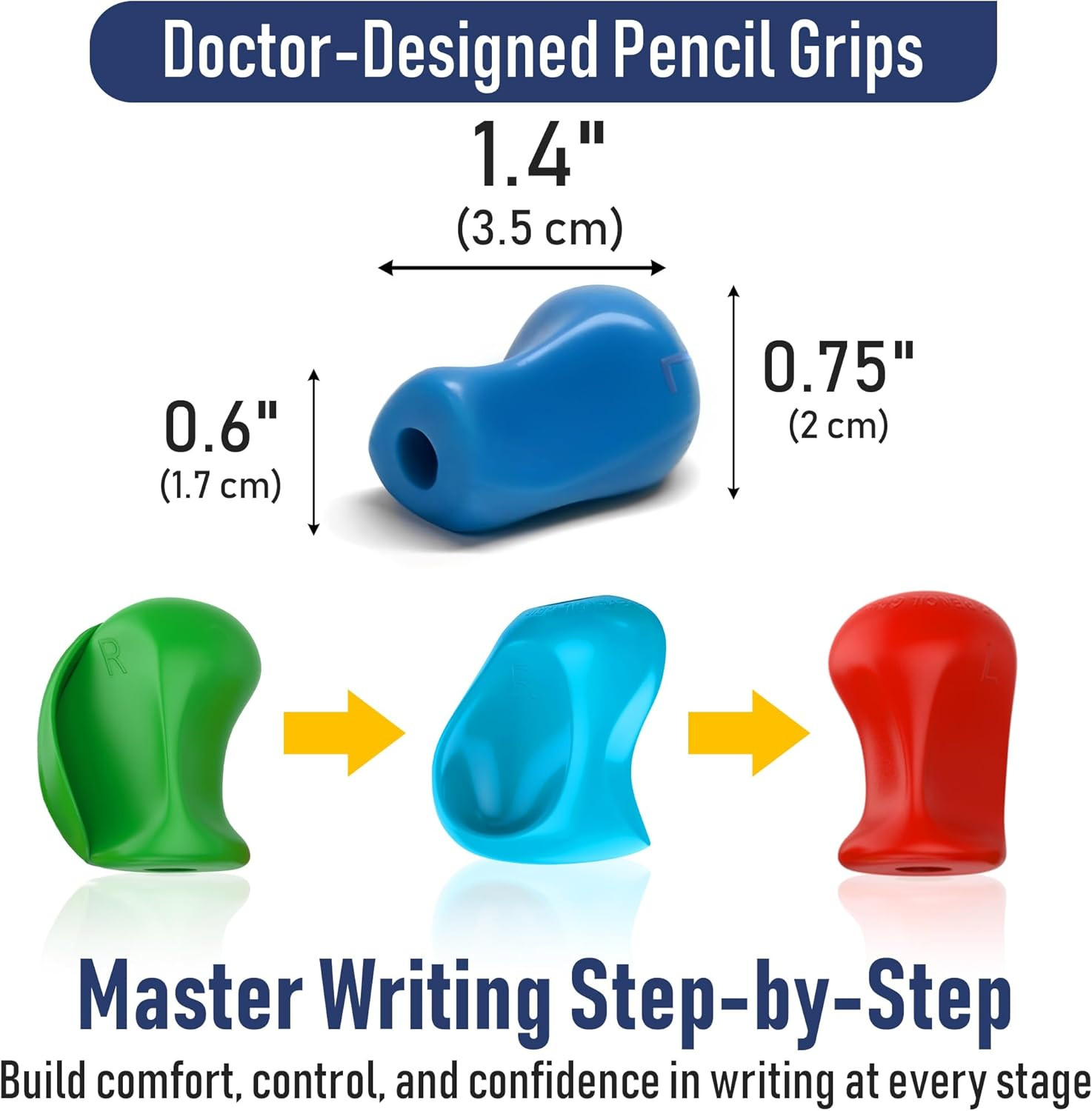 3-Step Training Kit - Crossover Grip, Pinch Grip & Standard Pencil Grip Ergonomi