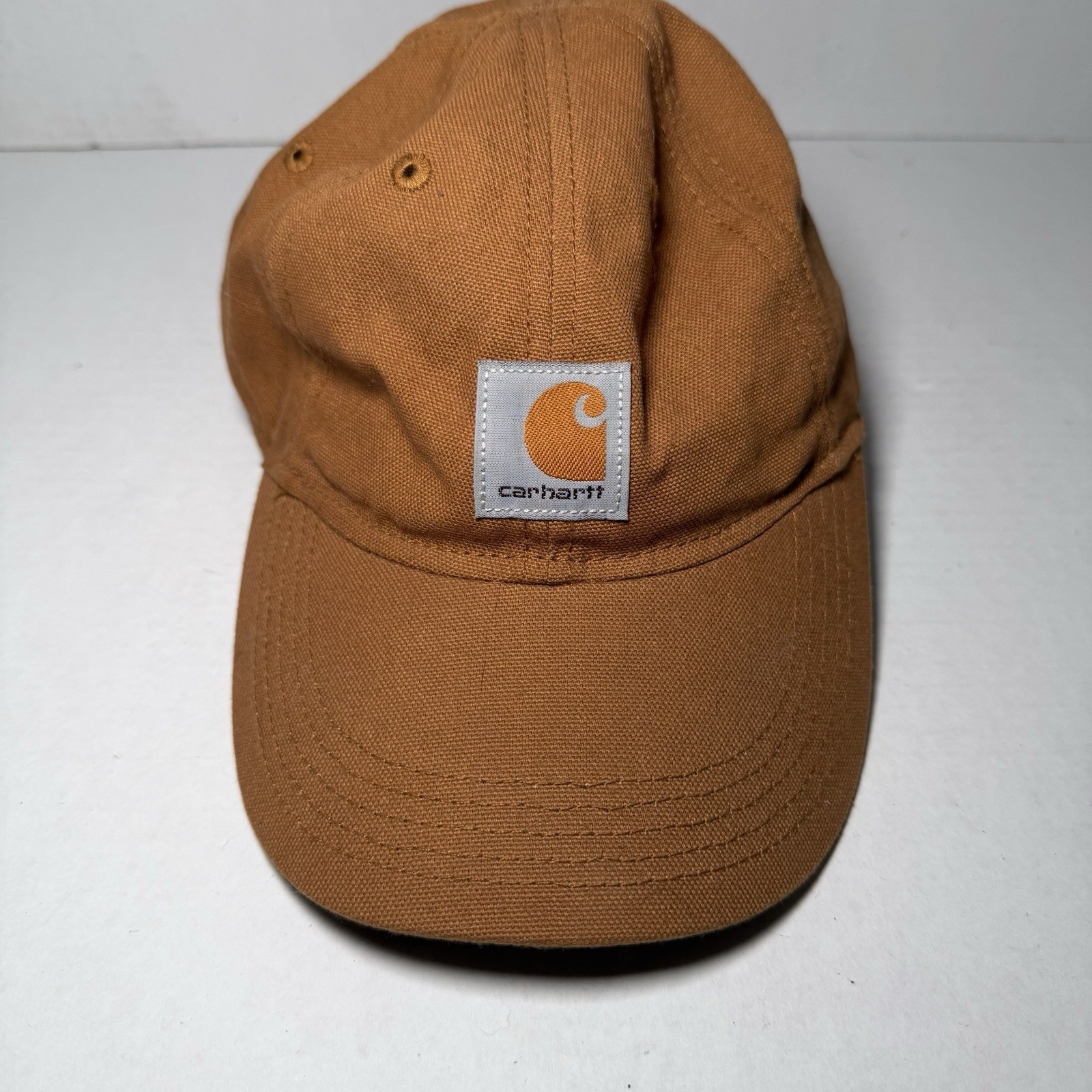 Carhartt Hat Cap Strap Back Brown Canvas Logo Youth One Size Outdoor Workwear
