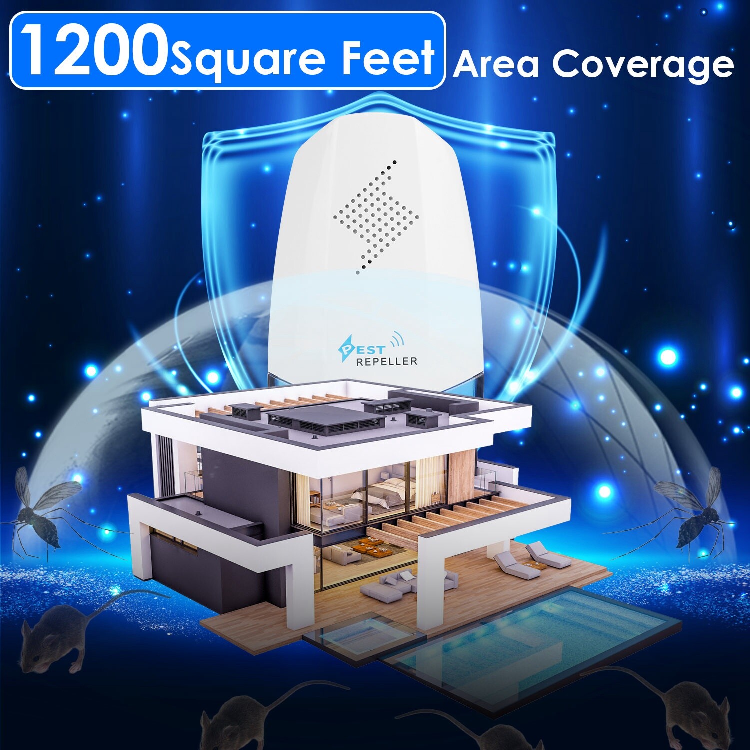 2x Ultrasonic w/ Night light Plug In Bed Bug Mouse