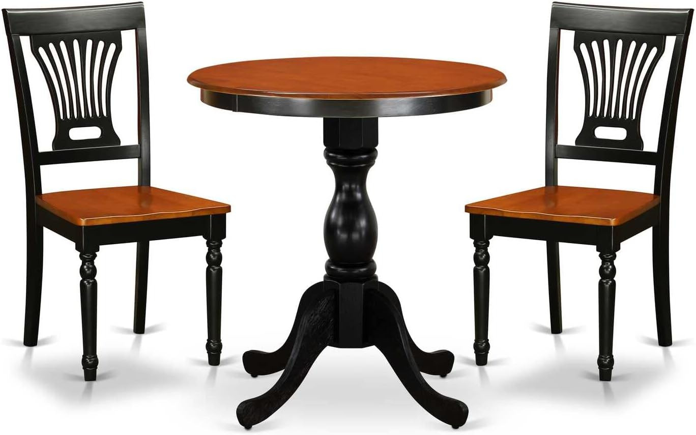 Compact 3-Piece Black & Cherry Dining Set for Small Spaces - Round Table & Chair