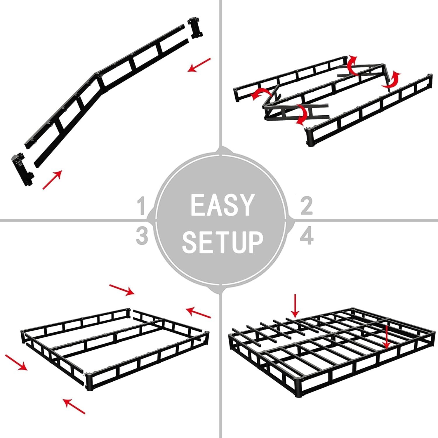 Luxurious Low Profile King Size Box Spring - Silent & Durable Metal Foundation