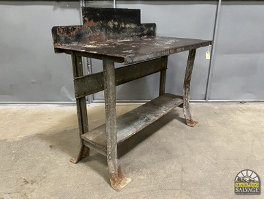 Salvaged Steel Workbench, Industrial Standing Desk, 48"W x 37.25"H