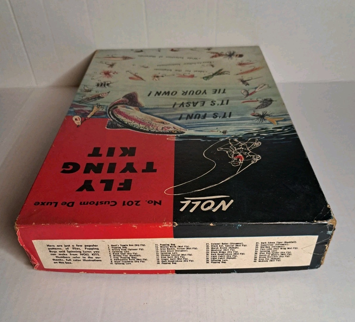Vintage Noll No. 201 Custom De Luxe Fly Tying Kit w/ Trout Flies Book + Extras A
