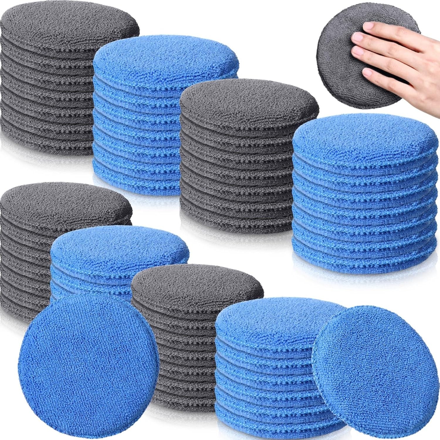 50 Pcs Microfiber Wax Applicator Pads 5 Inches Diameter Applicator Pads Bulk Sof