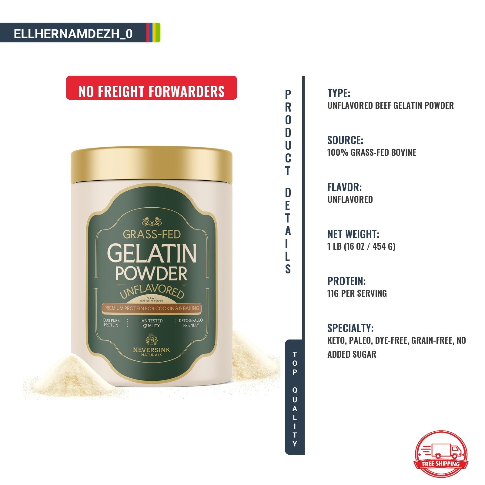 Gelatina De Res En Polvo Sin Sabor Proteina Ceto Paleo 1 Lb