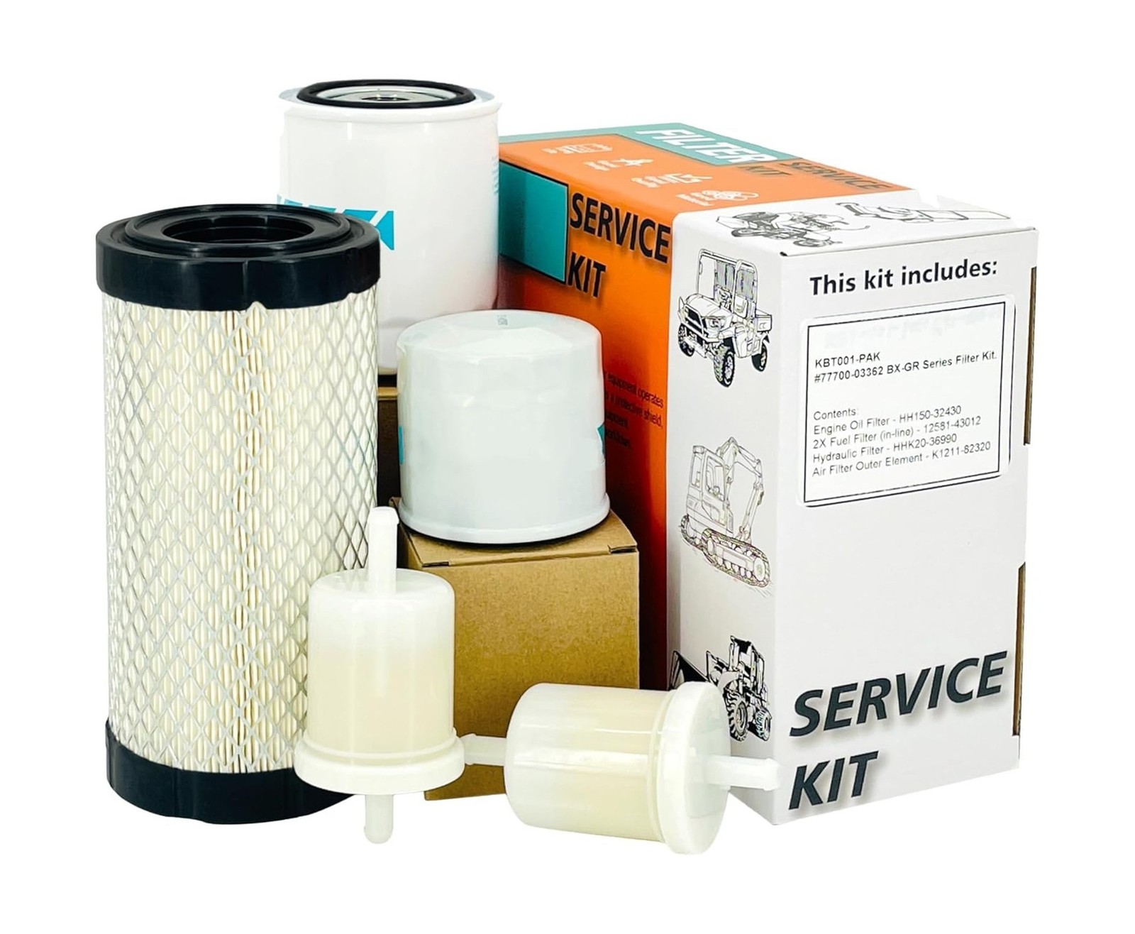 Euros K1211-82320 Air Fil-ter Maintenance Kit Fit For Kubta BX24 BX25 BX23S B...