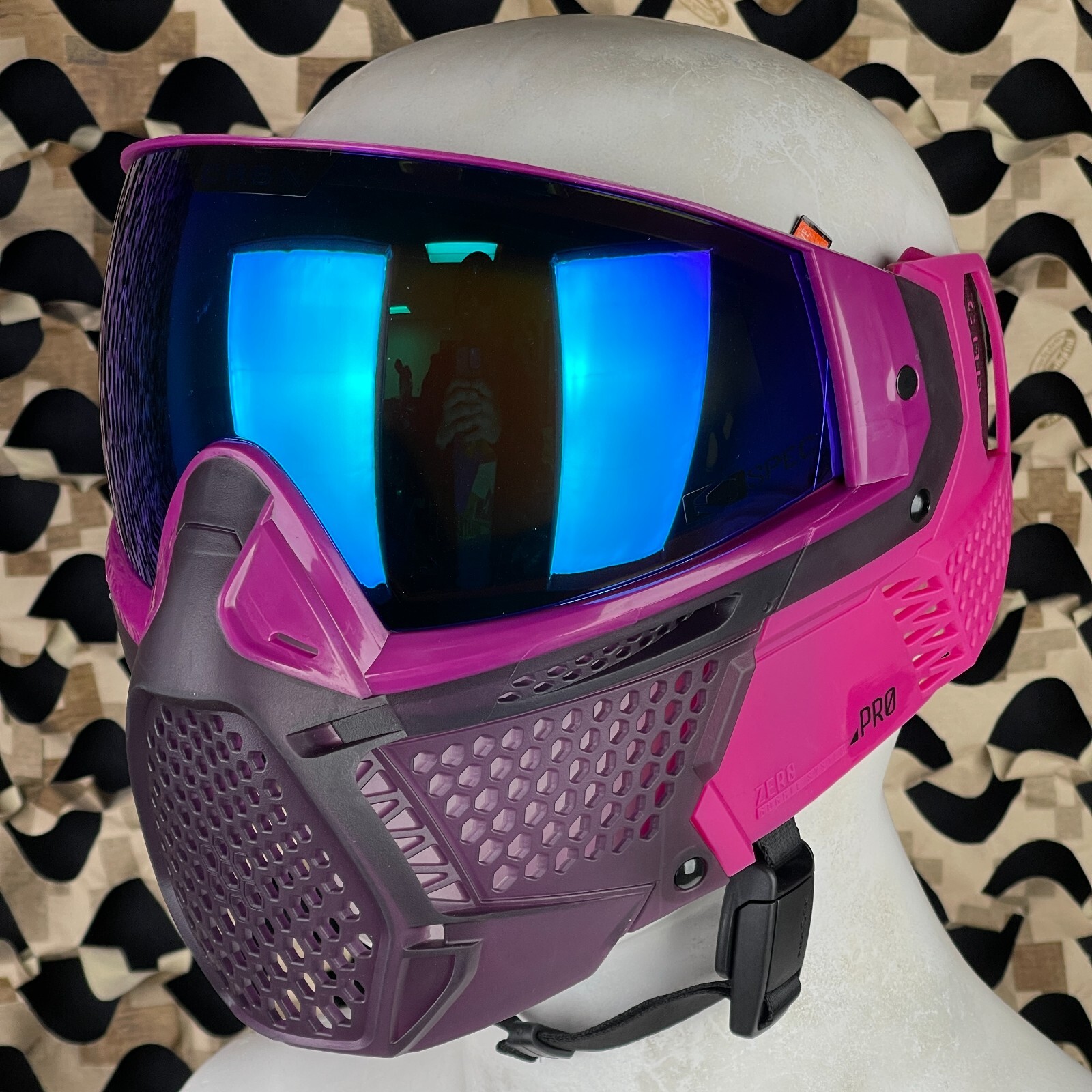NEW Carbon CRBN Zero Pro Paintball Mask (More Coverage) - Violet - Cyan Mirror