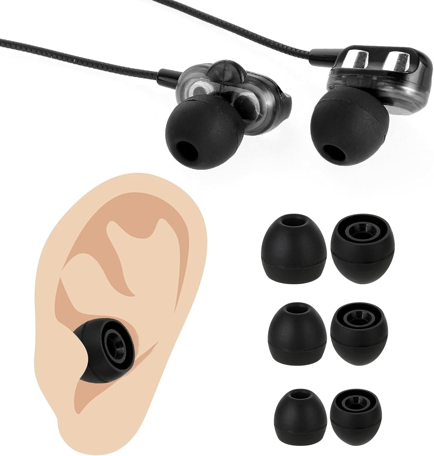 15 Pairs Silicone Ear Bud Replacement Pieces Earbuds Ear Tips Replacement Ear...