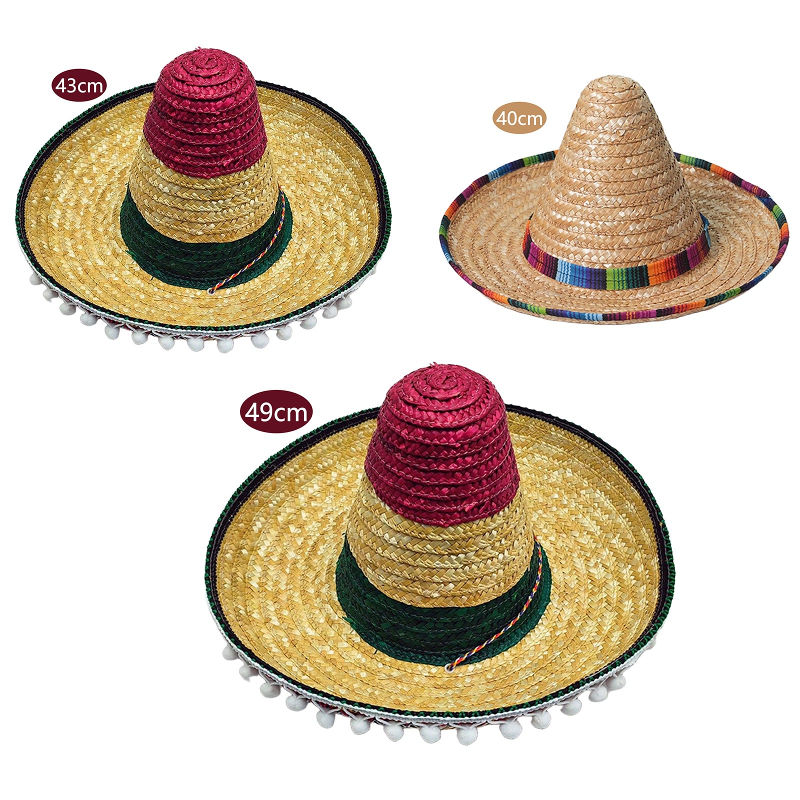 1Pcs Adults Mexican Sombrero Hat Straw Hat Outdoor Sunshade Hat Fiesta Hat Party