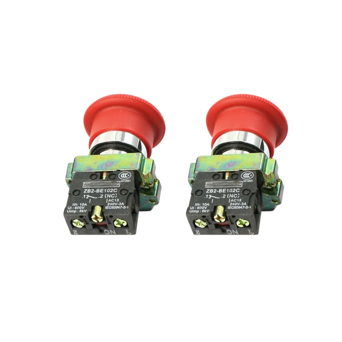 5 Pcs N/C SPST Emergency Stop Button for Electromagnetic Starter 10A 600V