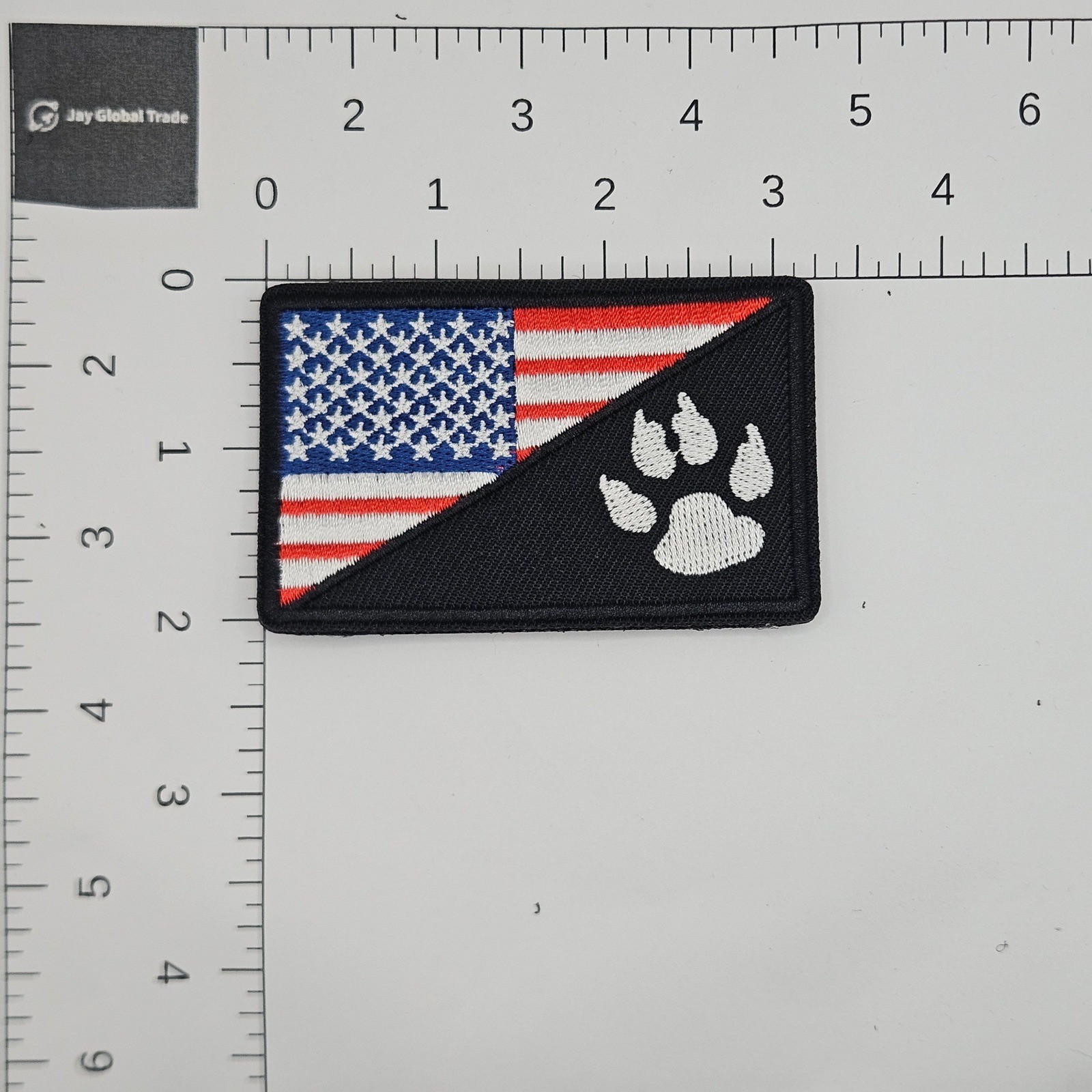 American Flag Paw Print Tactical Patch Hook and Loop Embroidered K9 Furry 2x3