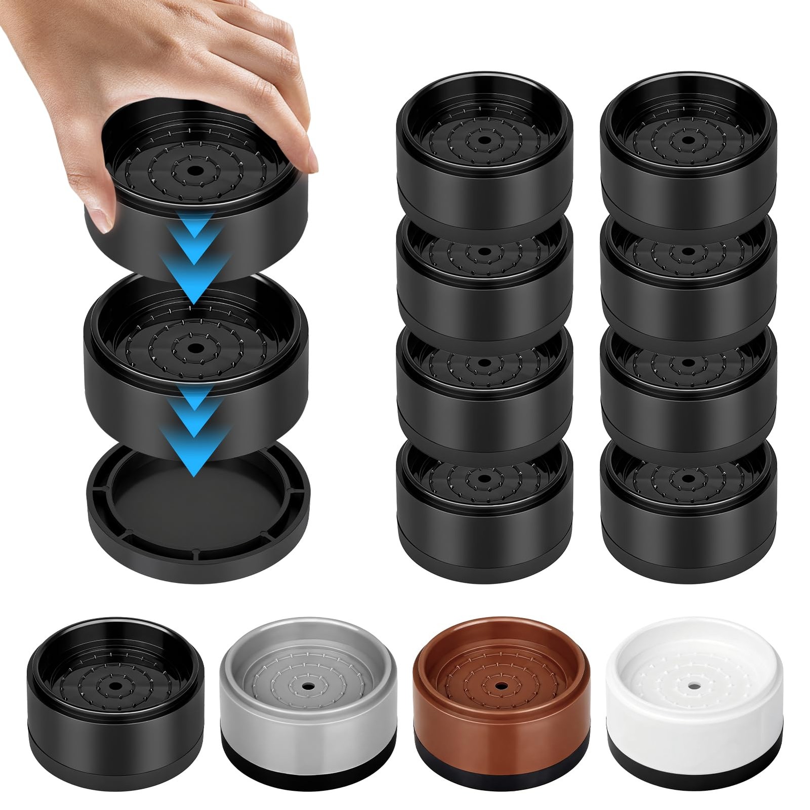 Heavy Duty Round Stackable Bed Furniture Risers Adjustable Pads 1 Inch 8 PCS